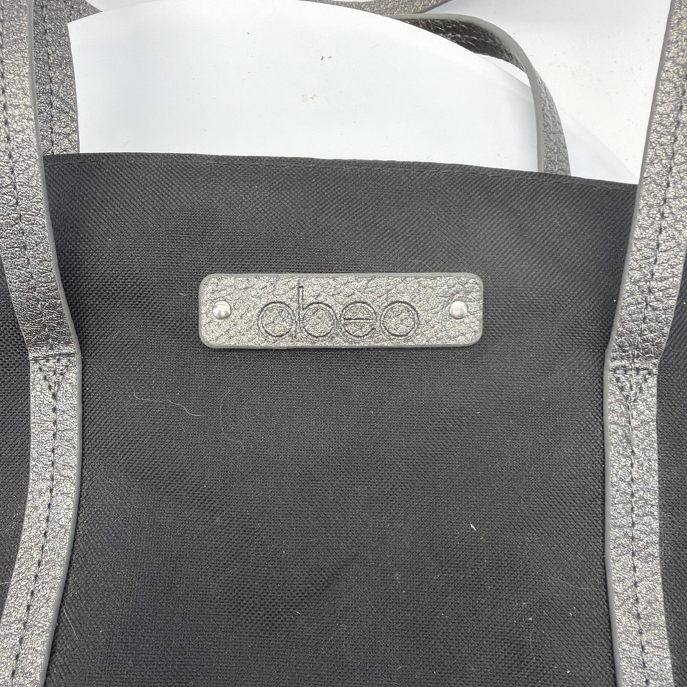 ABEO large tote bag black and gray 15 x 17 inches w/shoulder straps Snap Closure - Picture 2 of 4